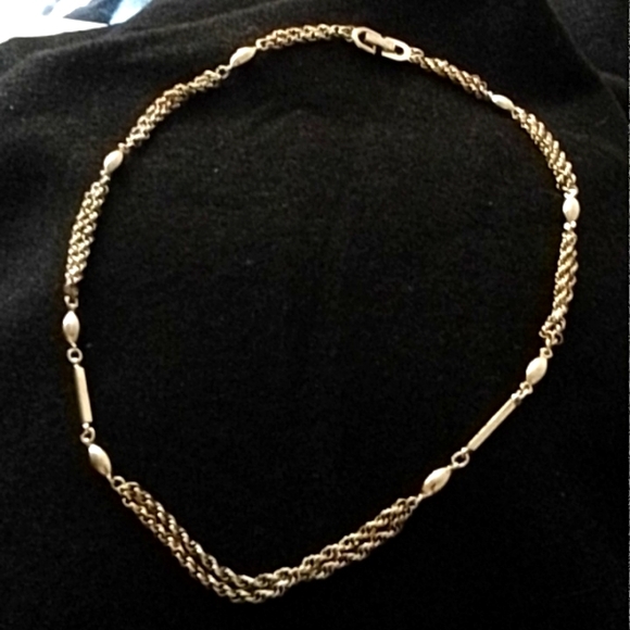 Monet Jewelry - Vintage Signed Monet Gold tone Double Stained Rope Necklace